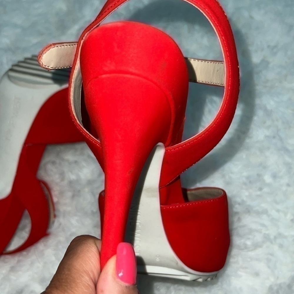 Nine West Vibrant Red Platform Heels​ - Picture 6 of 8